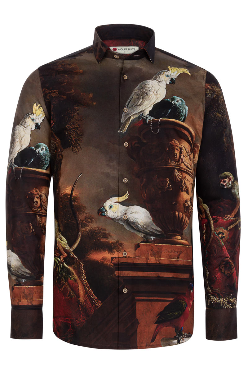 De Menagerie by Melchior d'Hondecoeter Print Long Sleeve Shirt for Men