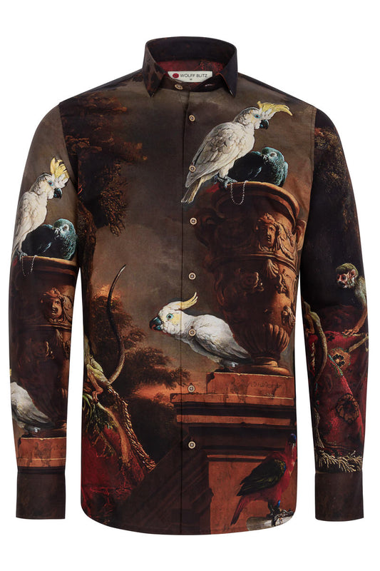 De Menagerie by Melchior d'Hondecoeter Print Long Sleeve Shirt for Men