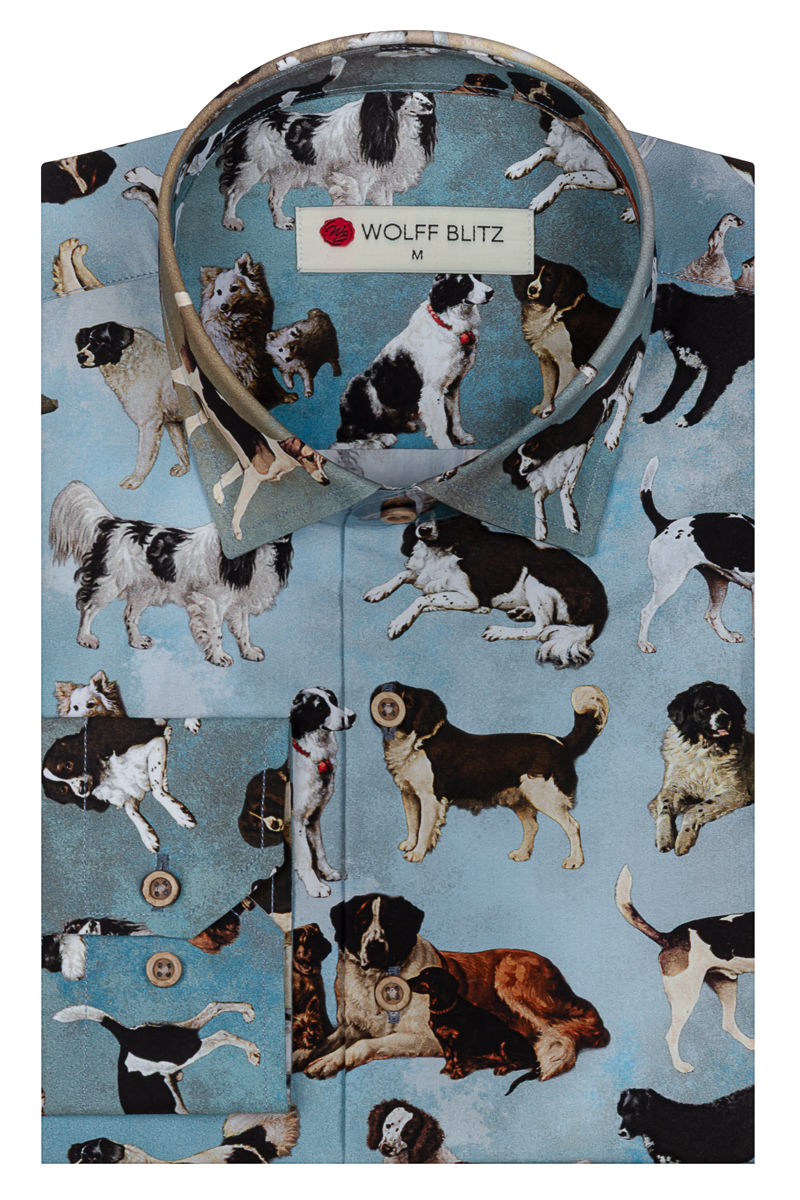 Dogs in Art Print Long Sleeve Shirt for Men
