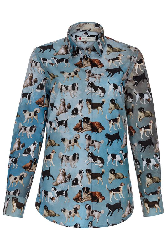 Dogs in Art Print Long Sleeve Shirt for Women