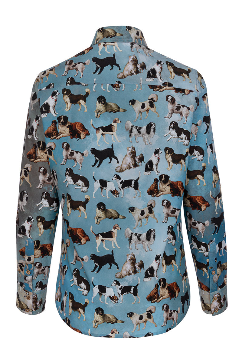 Dogs in Art Print Long Sleeve Shirt for Women