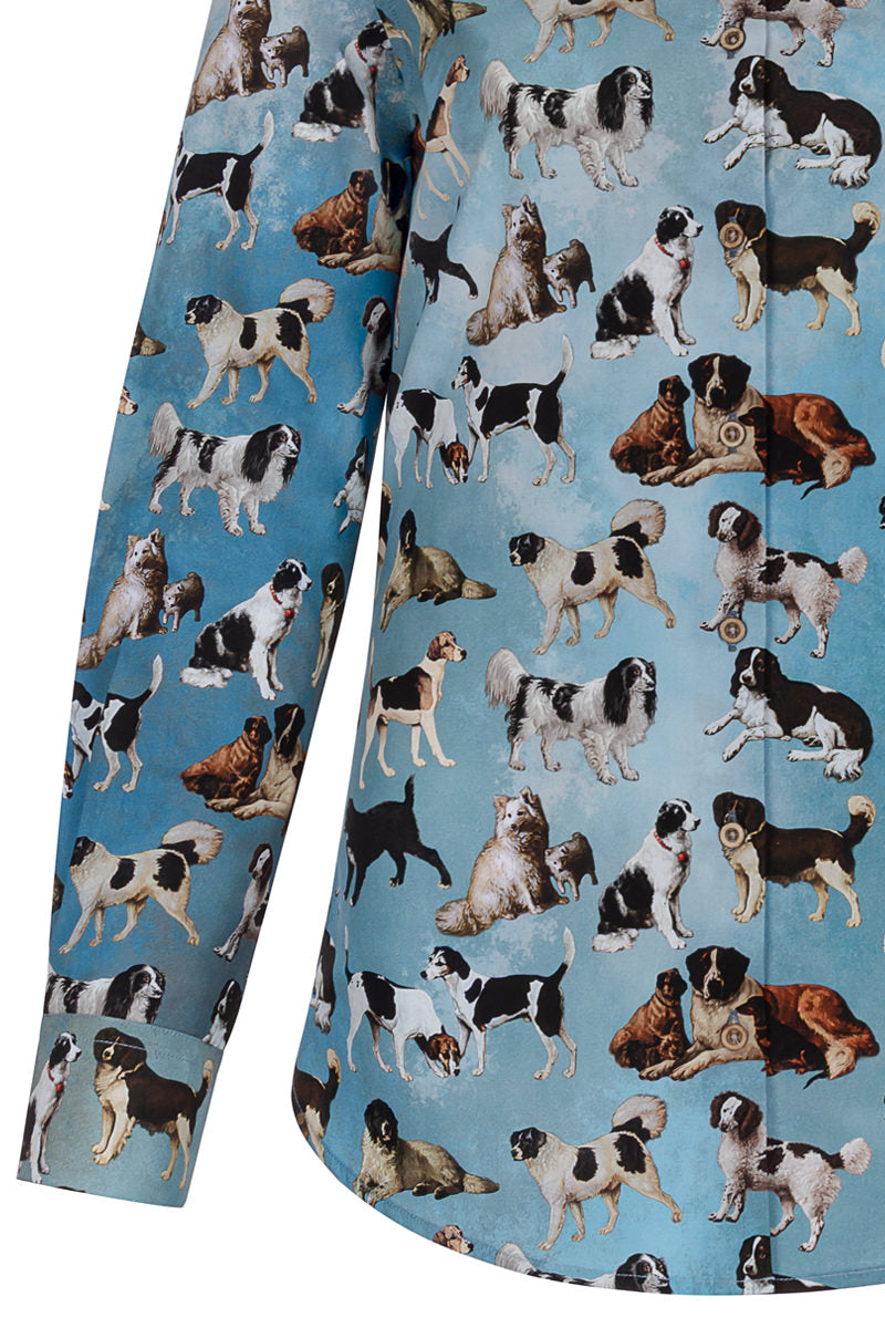 Dogs in Art Print Long Sleeve Shirt for Women