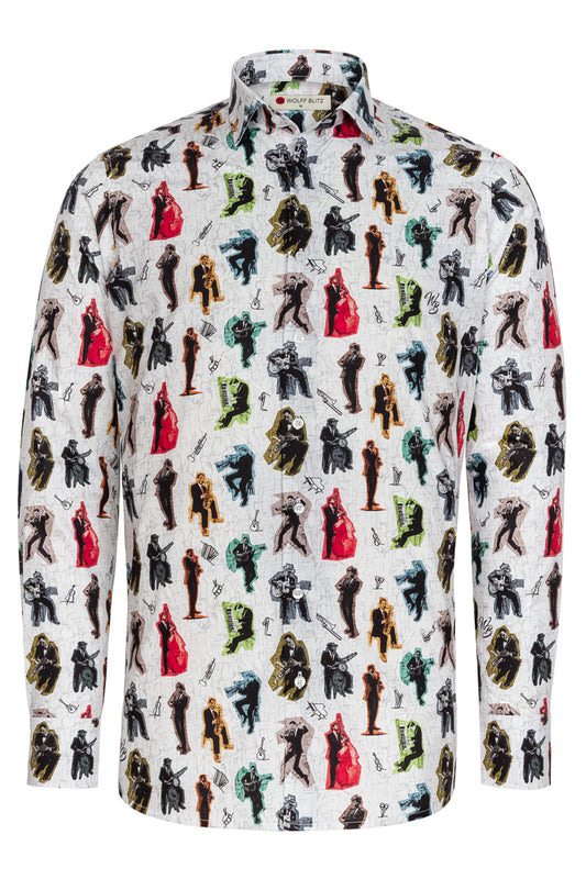 Electric Swing Print Lange Mouw Overhemd voor Mannen