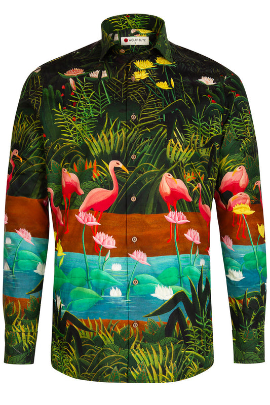 Henri Rousseau Inspired Printed Long Sleeve Shirt for Men