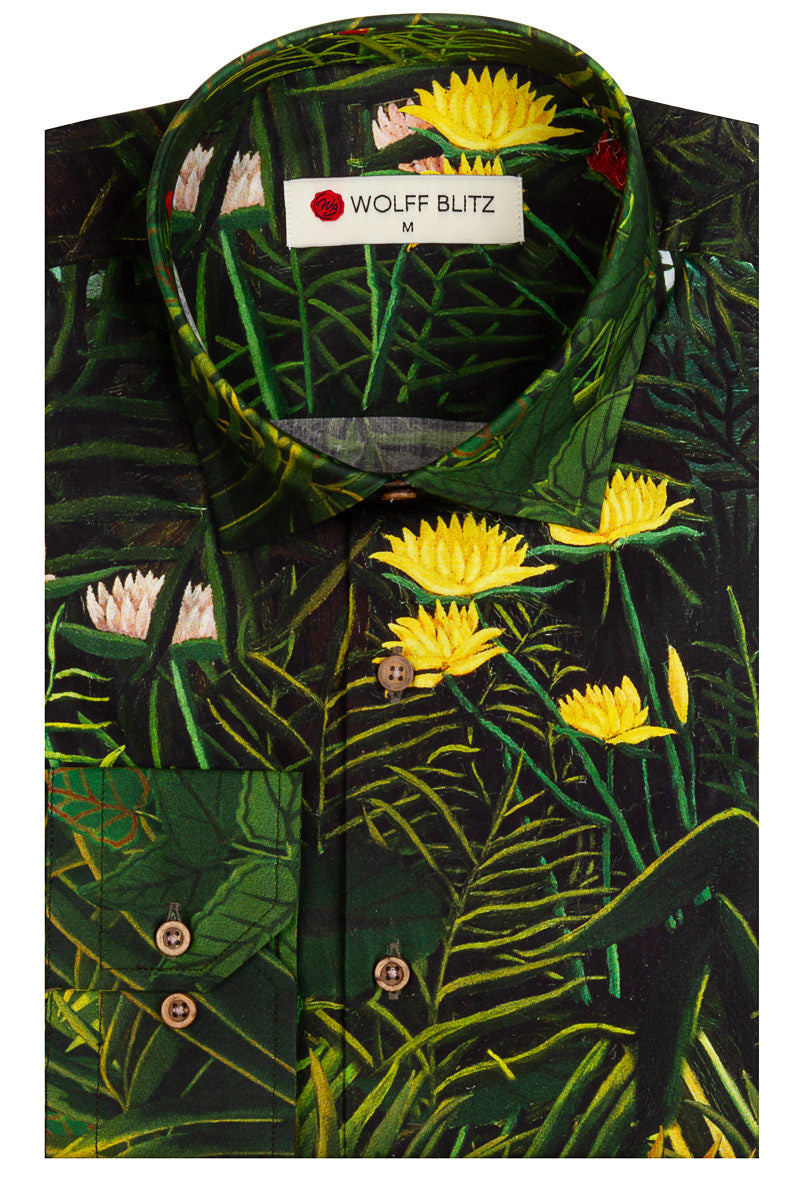 Henri Rousseau Inspired Printed Long Sleeve Shirt for Men