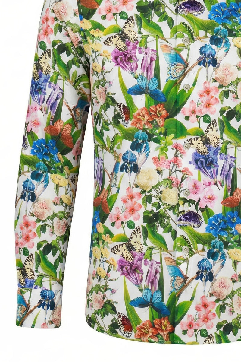 Langarmhemd mit floralem Papillon-Print für Herren