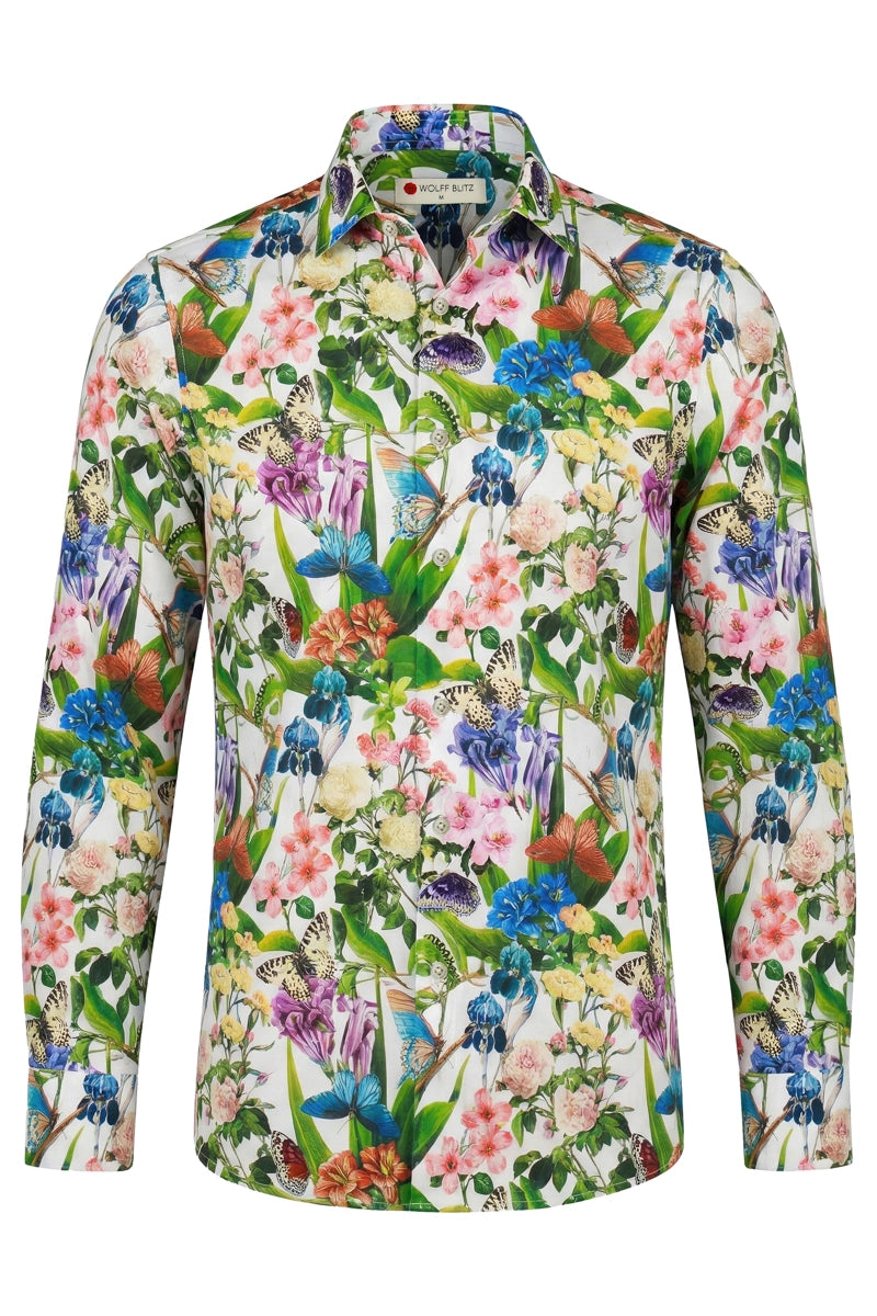 Langarmhemd mit floralem Papillon-Print für Herren