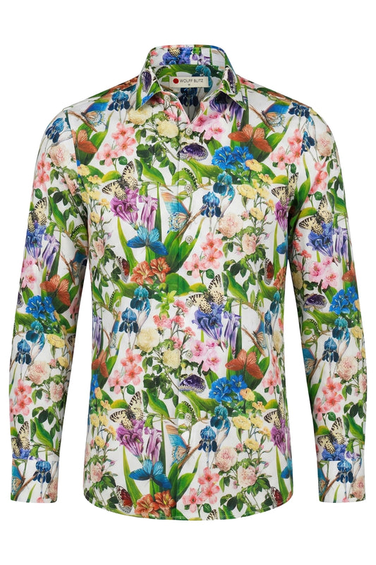 Langarmhemd mit floralem Papillon-Print für Herren