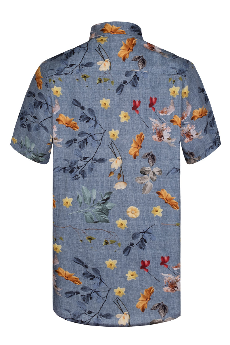 Floral Seasons Print Short Sleeve Shirt for Men
