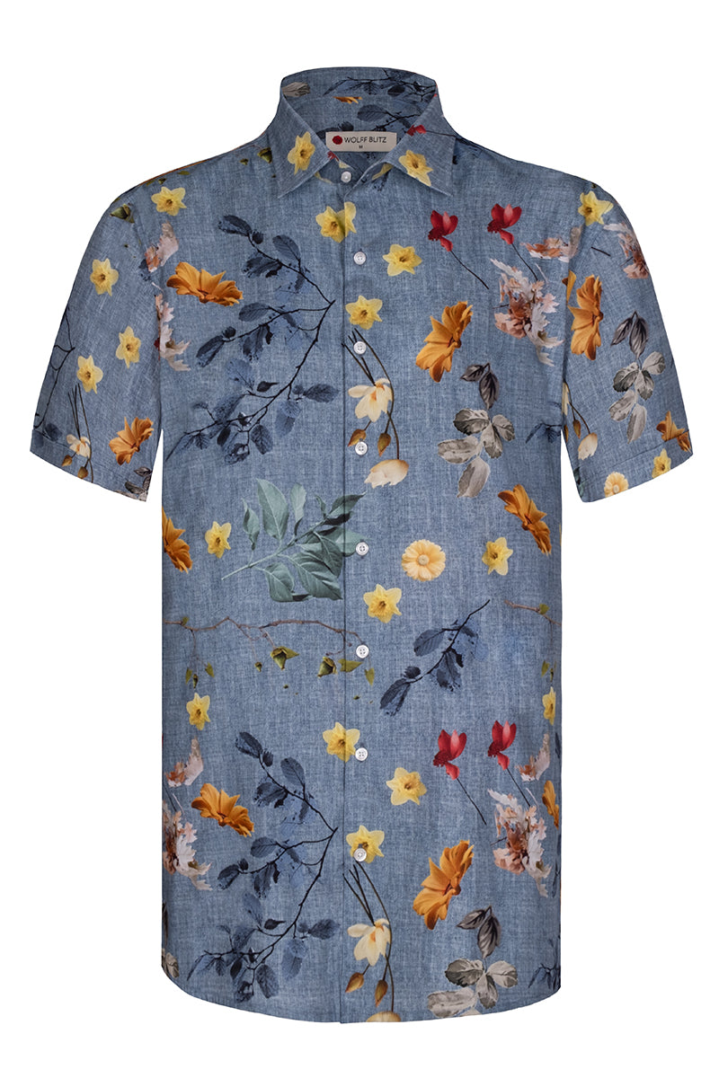 Floral Seasons Print Short Sleeve Shirt for Men