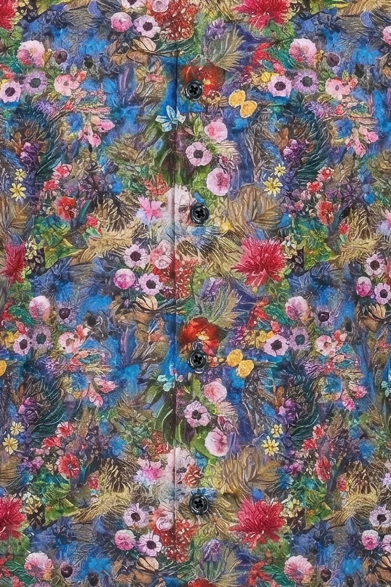 Flower Garden Printed Short Sleeve Shirt for Men