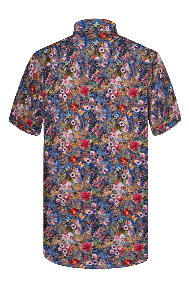 Flower Garden Printed Short Sleeve Shirt for Men