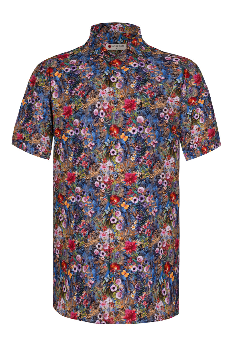 Flower Garden Printed Short Sleeve Shirt for Men