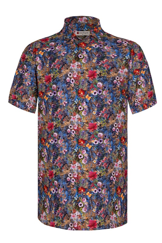 Flower Garden Printed Short Sleeve Shirt for Men