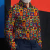 Squares with Circles Kandinsky Inspired Long Sleeve Men's Shirt