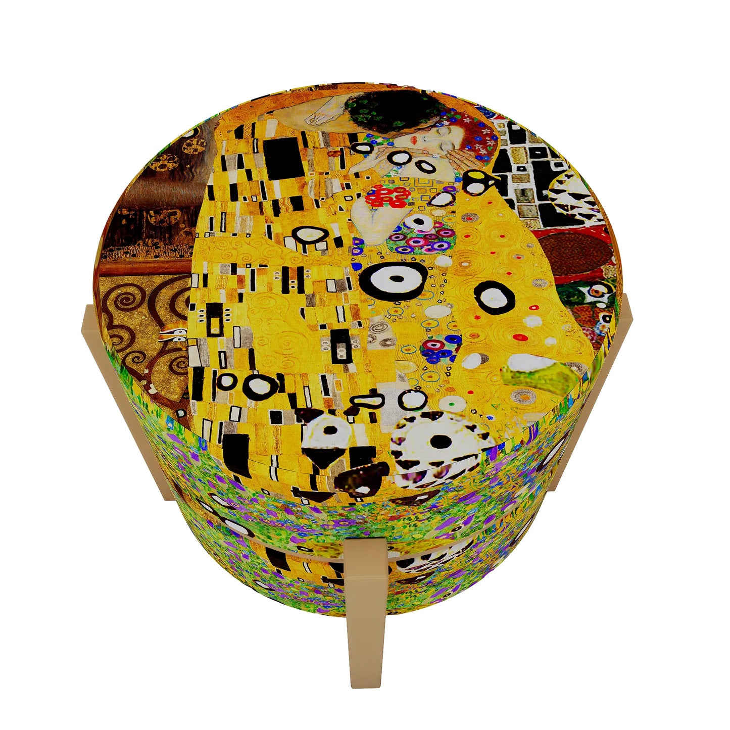 Gustav Klimt-inspirierter Pouf-Tisch
