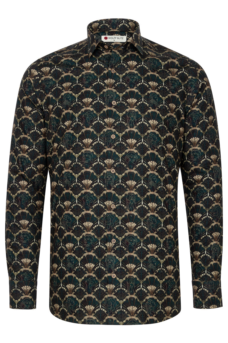 Gatsby's Muse Long Sleeve Print Shirt voor heren (Pre-order ± 3 weken)