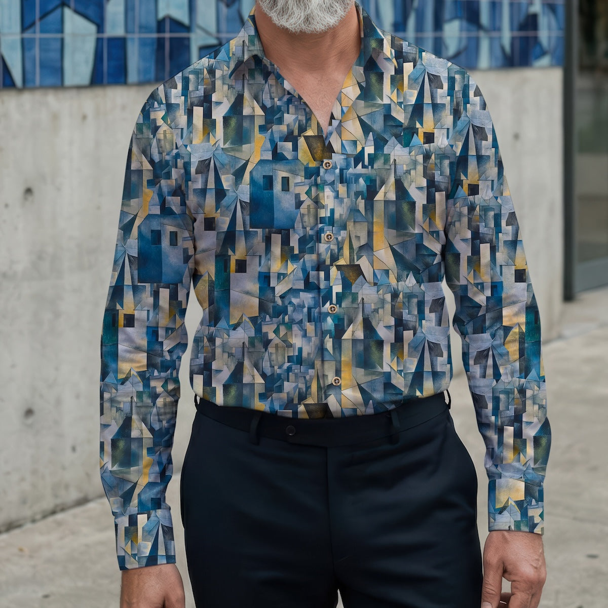 Georges Braque Pere du Cubisme zeigt  inspiriertes Langarm Herrenhemd