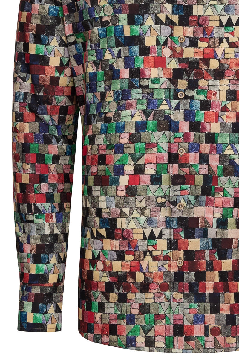 Gray of Night P. Klee Lange Mouw Overhemd voor Mannen