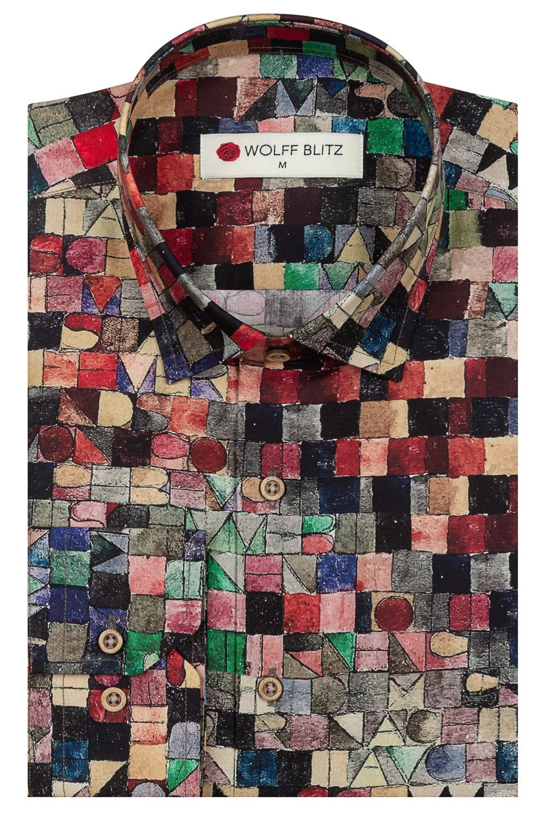 Gray of Night P. Klee Lange Mouw Overhemd voor Mannen
