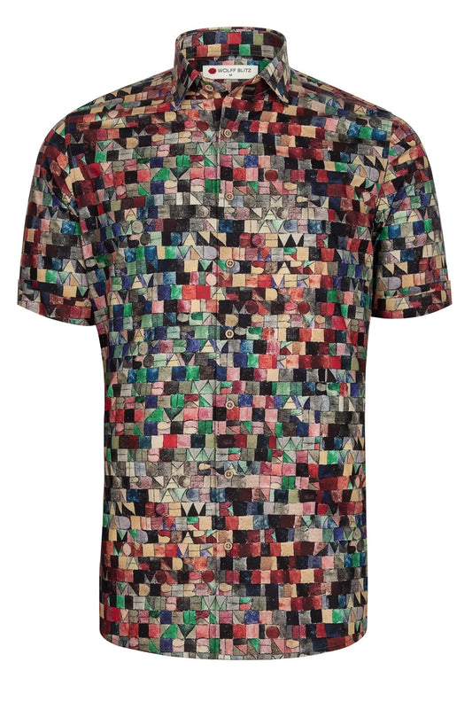 Gray of Night P. Klee Short Sleeve Print Shirt for Men