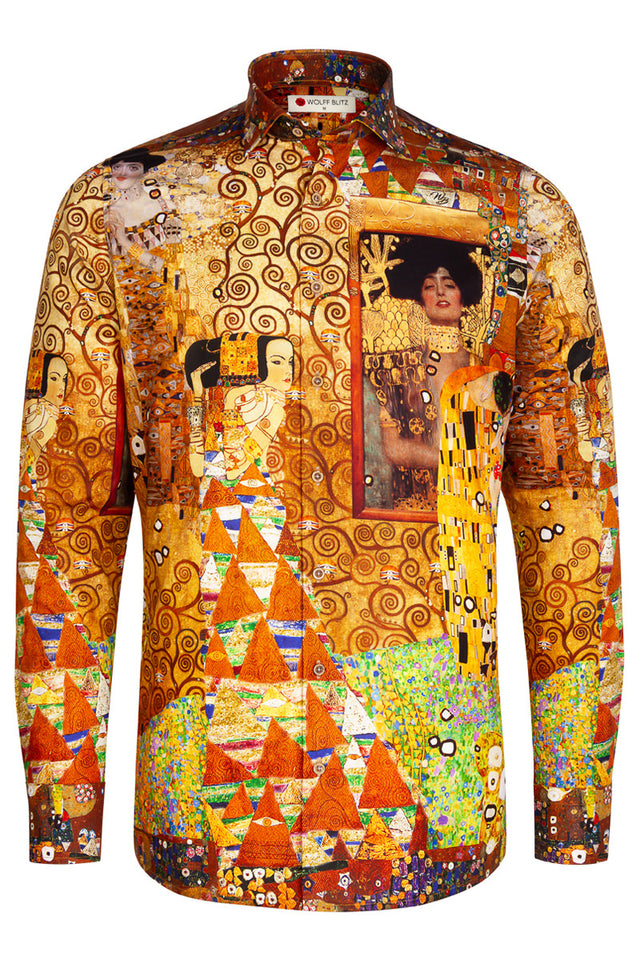 Gustav Klimt Lange Mouw Overhemd voor Mannen