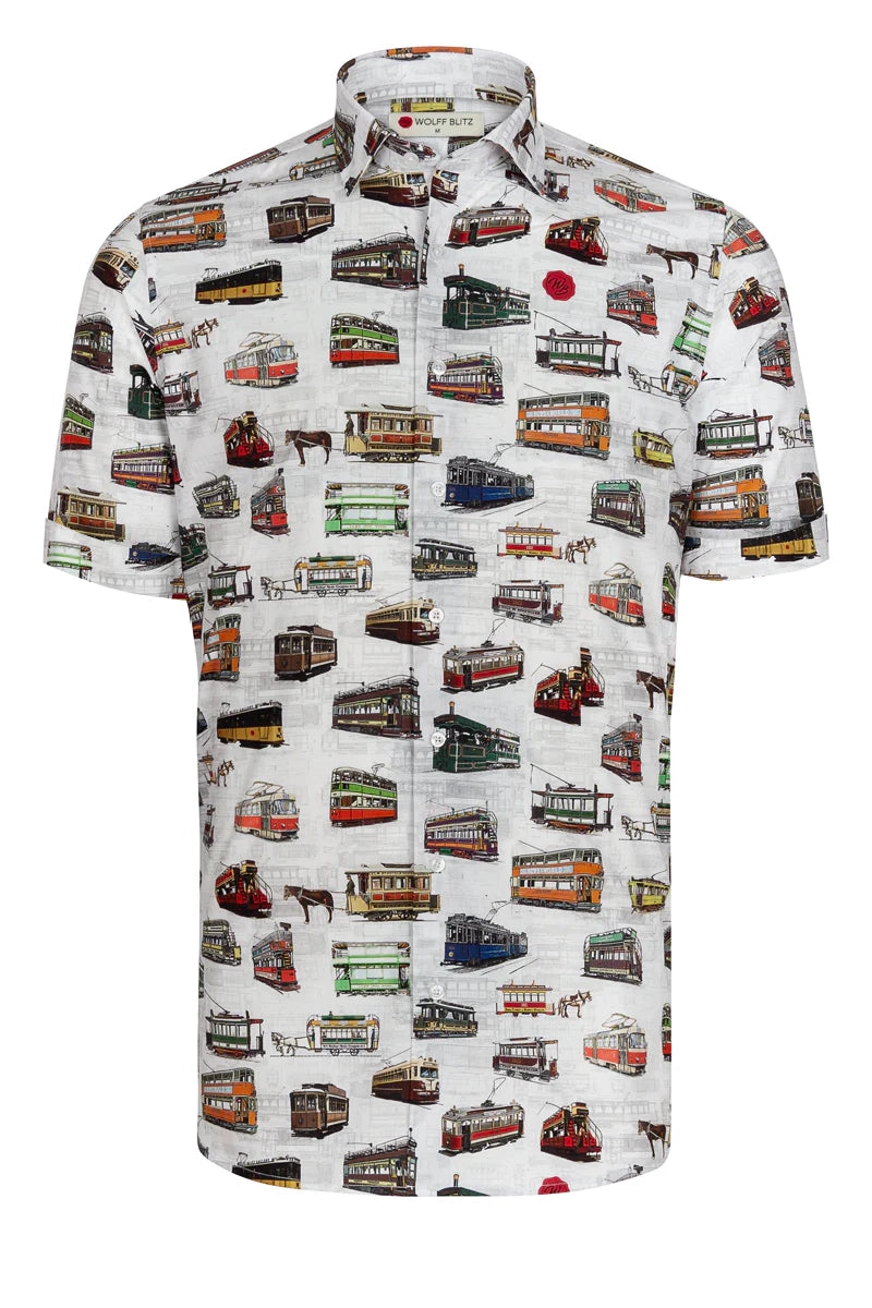 History of Trams Short Sleeve Print Shirt for Men