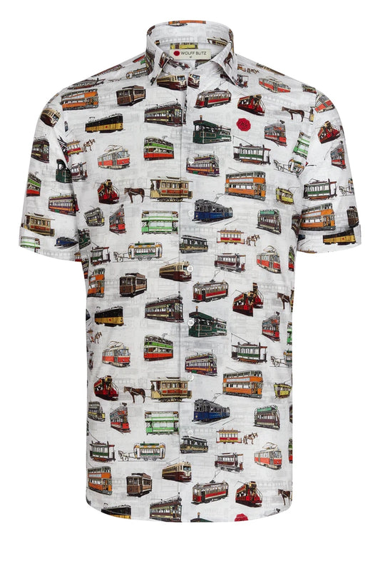 History of Trams Short Sleeve Print Shirt for Men