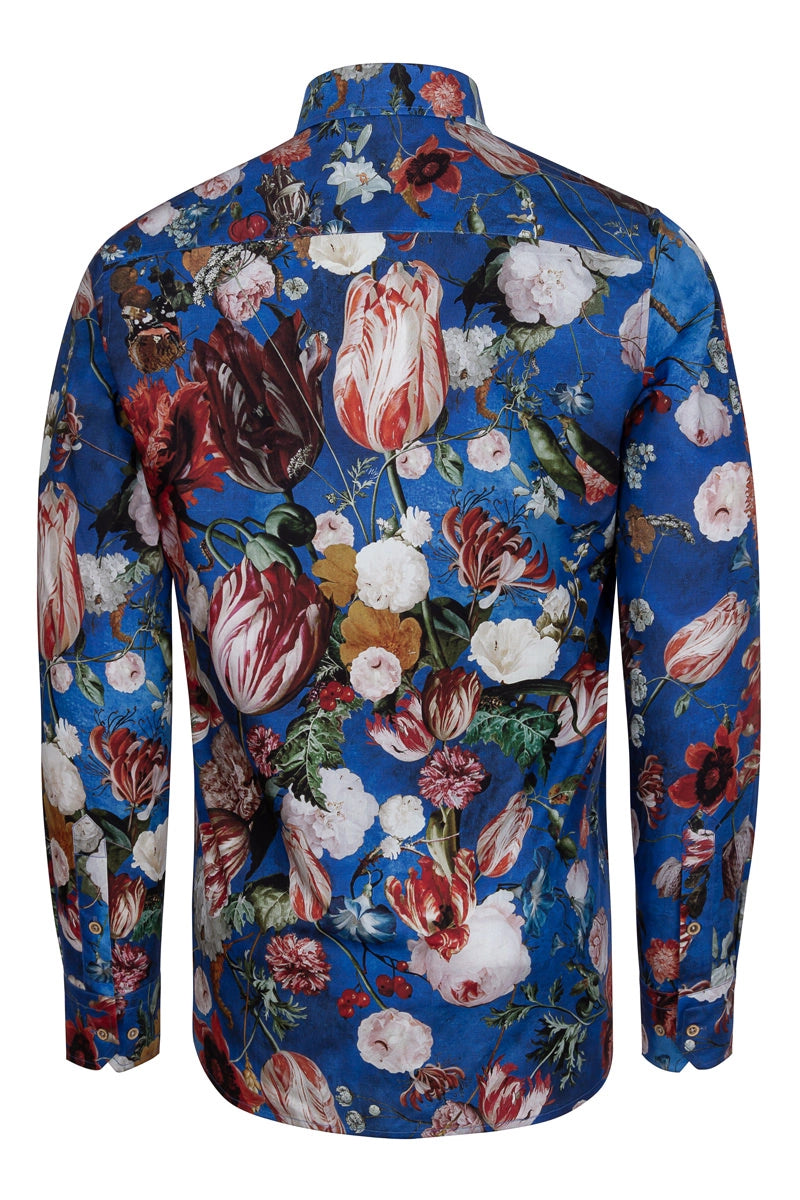 Jan Davidsz Blue Print Long Sleeve Shirt for Men