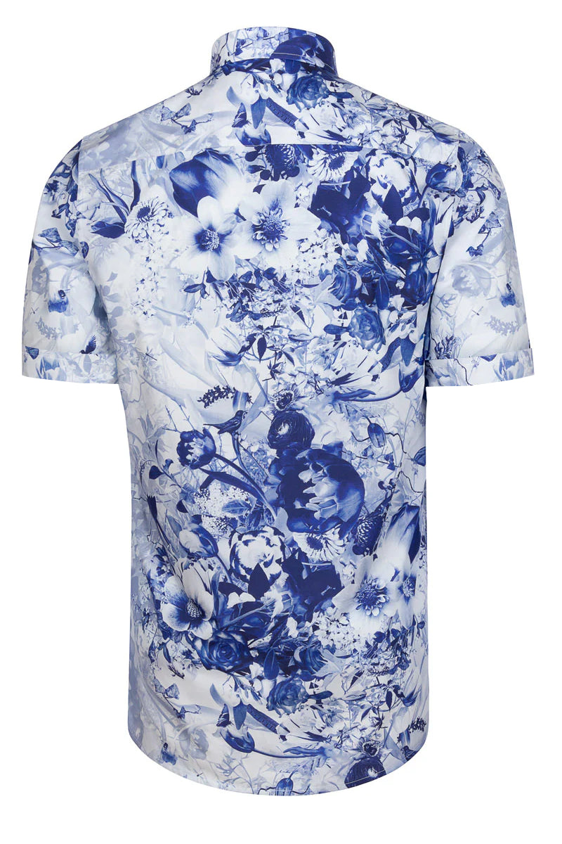 Jesper Krijgsman Floral Delft Short Sleeve Print Shirt for Men