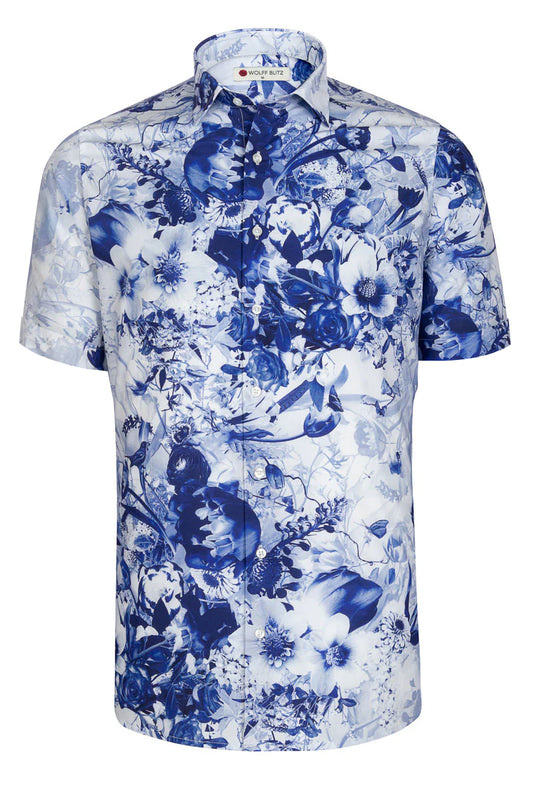 Jesper Krijgsman Floral Delft Short Sleeve Print Shirt for Men