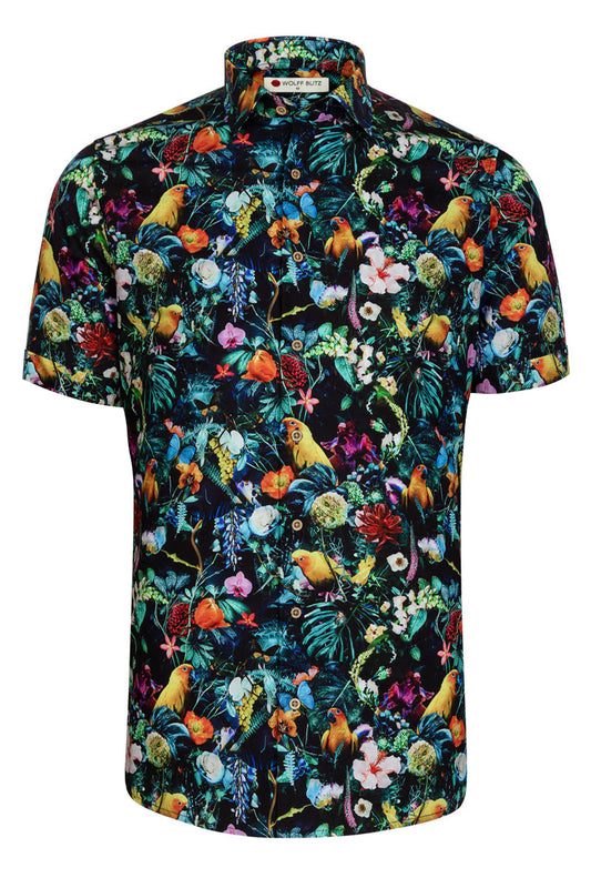 Jesper Krijgsman Floral Graphics Short Sleeve Print Shirt for Men