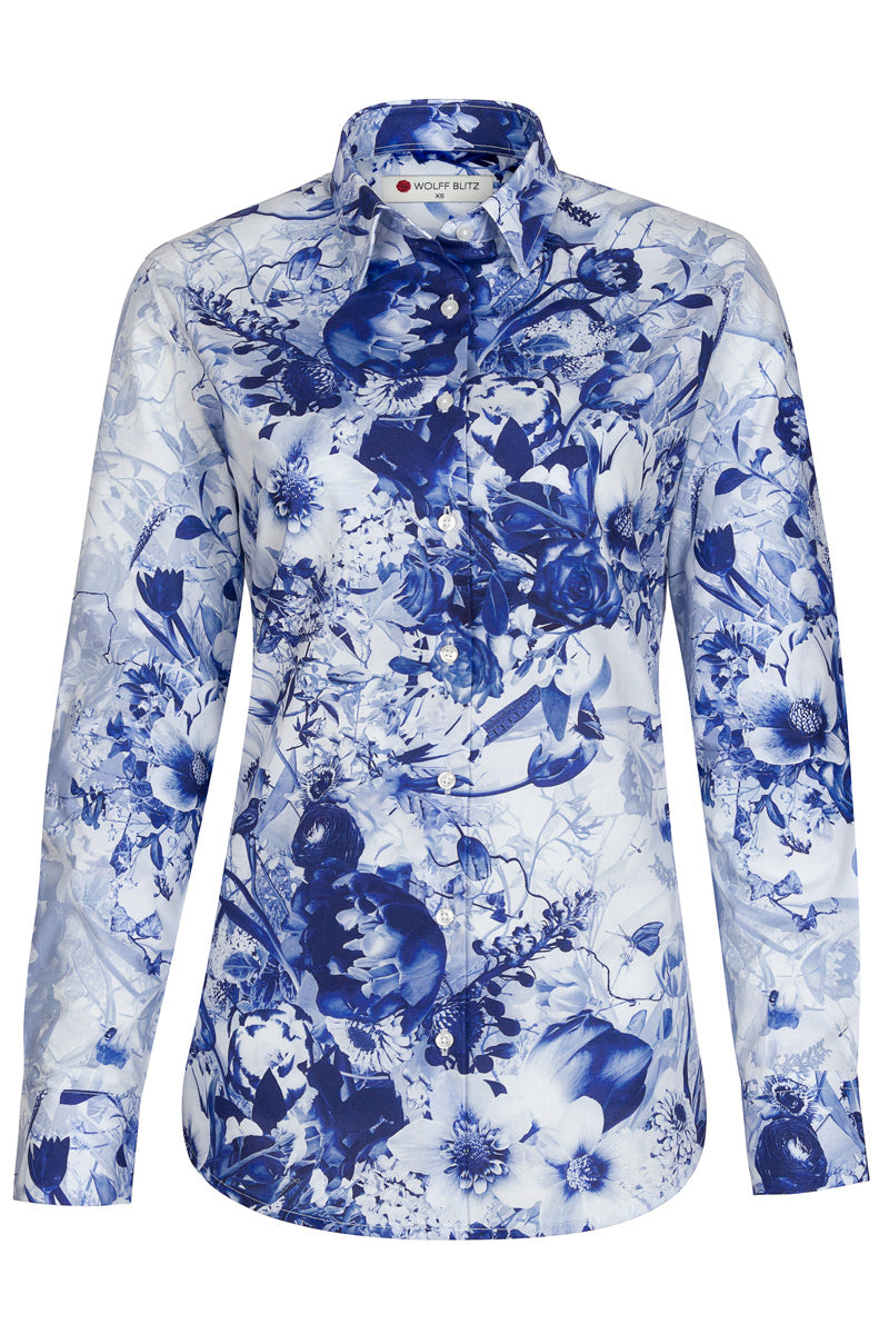 Jesper Krijgsman Delfts Blauw Print Blouse voor Vrouwen