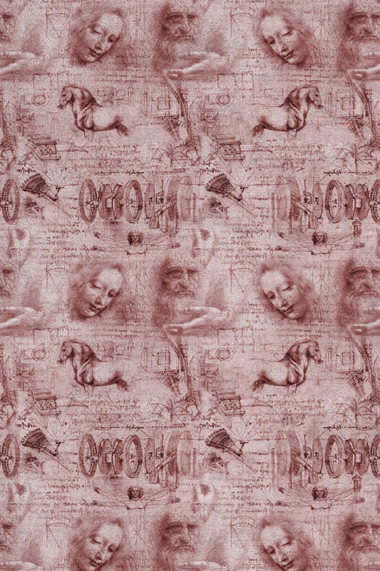 Leonardo Da Vinci Collage Fabric 3 Meters