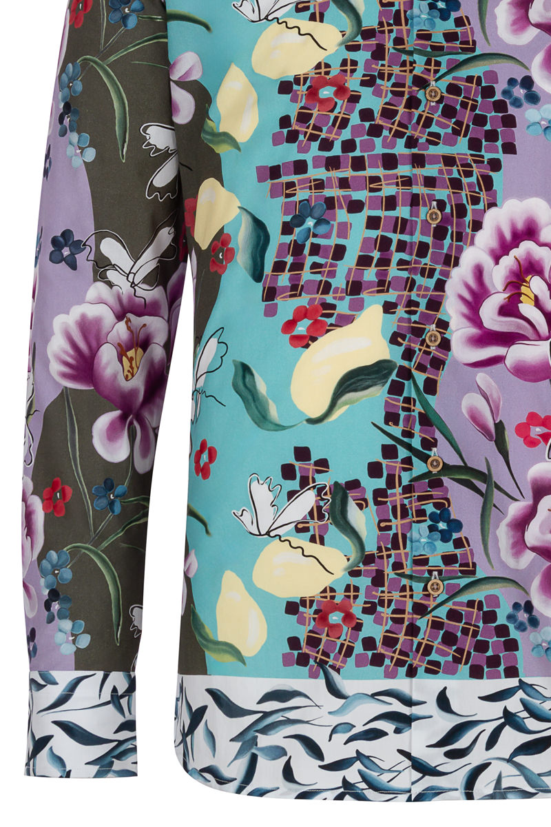 Art by Marianne Flower Bomb Print Long Sleeve Shirt for Men
