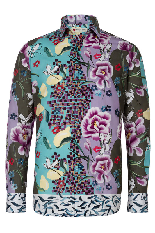 Kunst van Marianne Flower Bomb Print T-shirt met lange mouwen voor heren