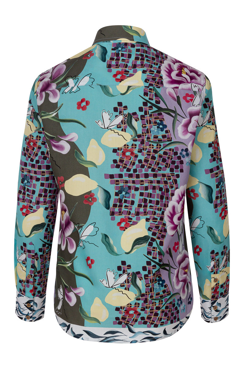 Art by Marianne Langarmshirt mit Blumenbomben-Print für Damen
