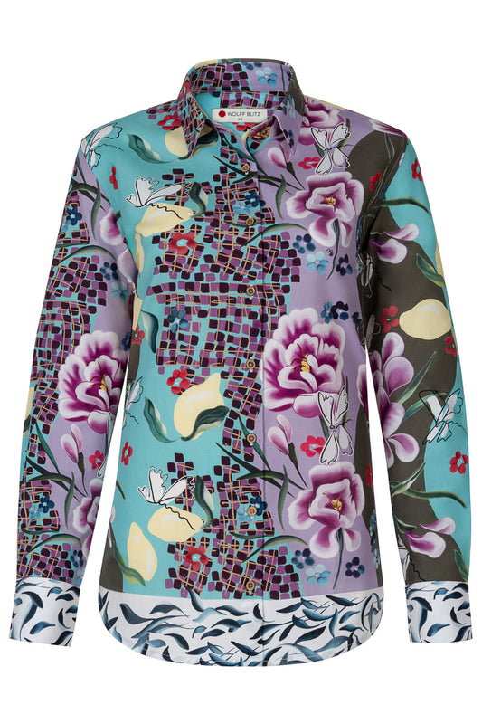 Art by Marianne Langarmshirt mit Blumenbomben-Print für Damen