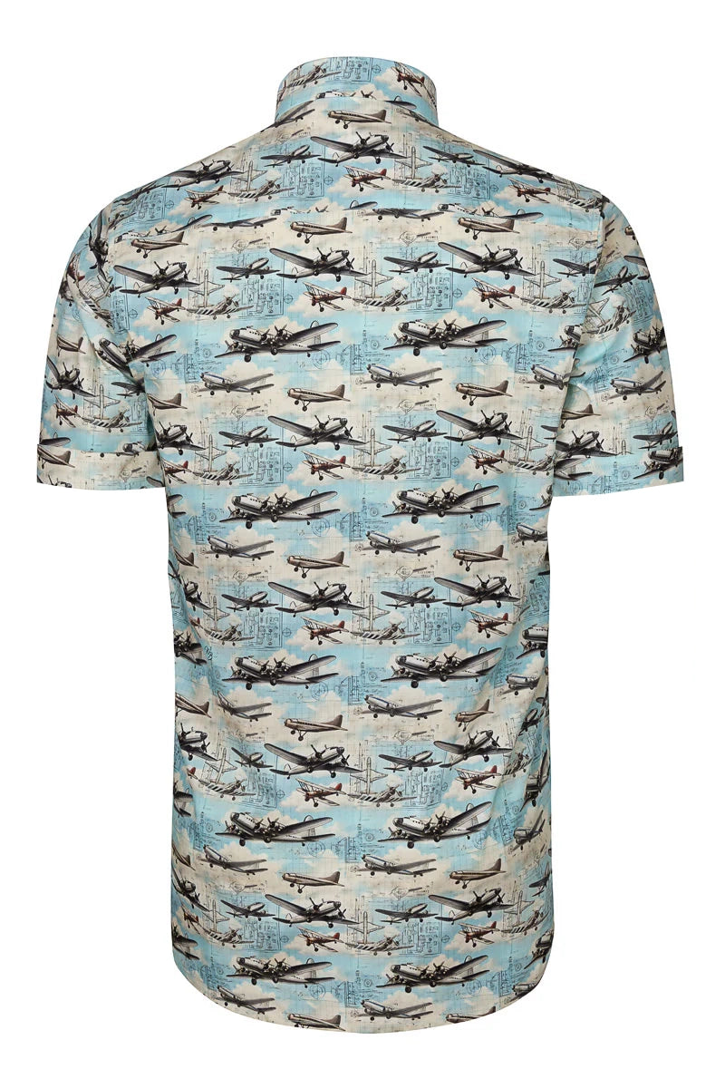 Maverick Airplanes Short Sleeve Print Shirt for Men
