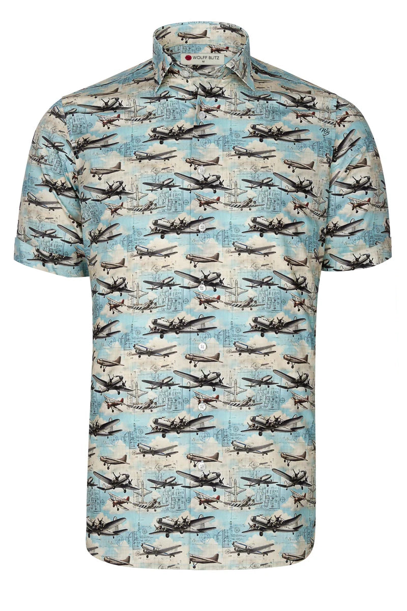 Maverick Airplanes Short Sleeve Print Shirt for Men