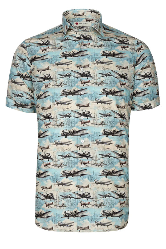 Maverick Airplanes Short Sleeve Print Shirt for Men