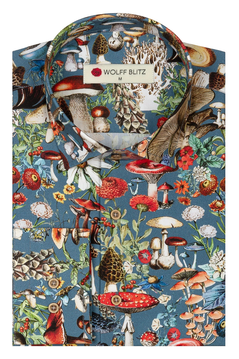 Paddenstoelgeïnspireerd Adolphe Millot herenoverhemd met lange mouwen