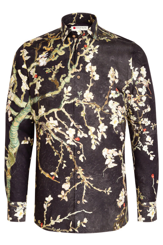 Night Blossoms Van Gogh Inspired Long Sleeve Shirt for Men