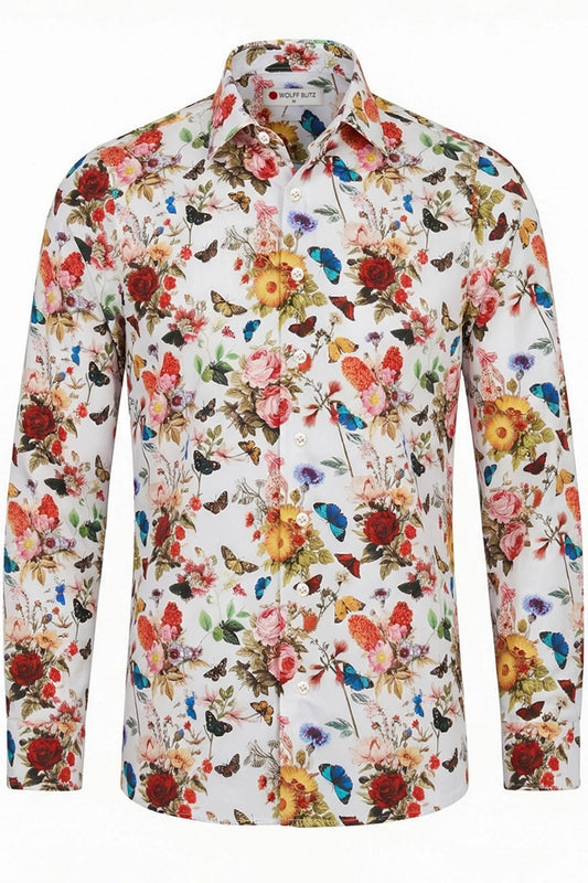 Langarmhemd mit Papillon-Design und Print