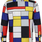 Piet Mondriaan Bedrucktes Langarm-Herrenhemd