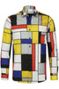 Piet Mondriaan Bedrucktes Langarm-Herrenhemd