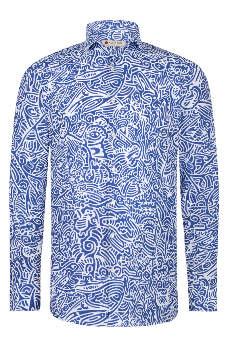 Blue Rhythms inspired Long Sleeve Men's Shirt