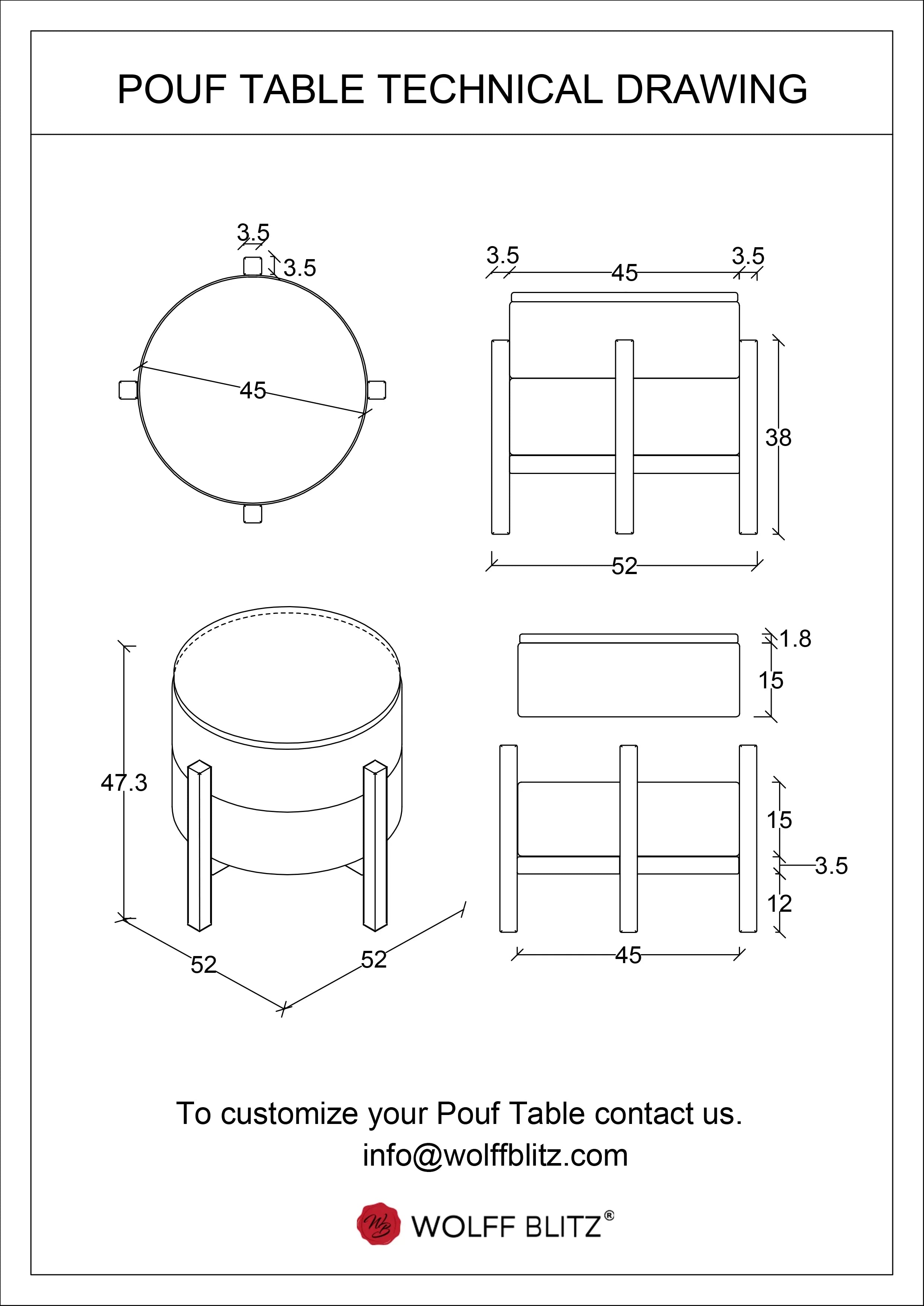 Jan Mankes Inspired Pouf Table