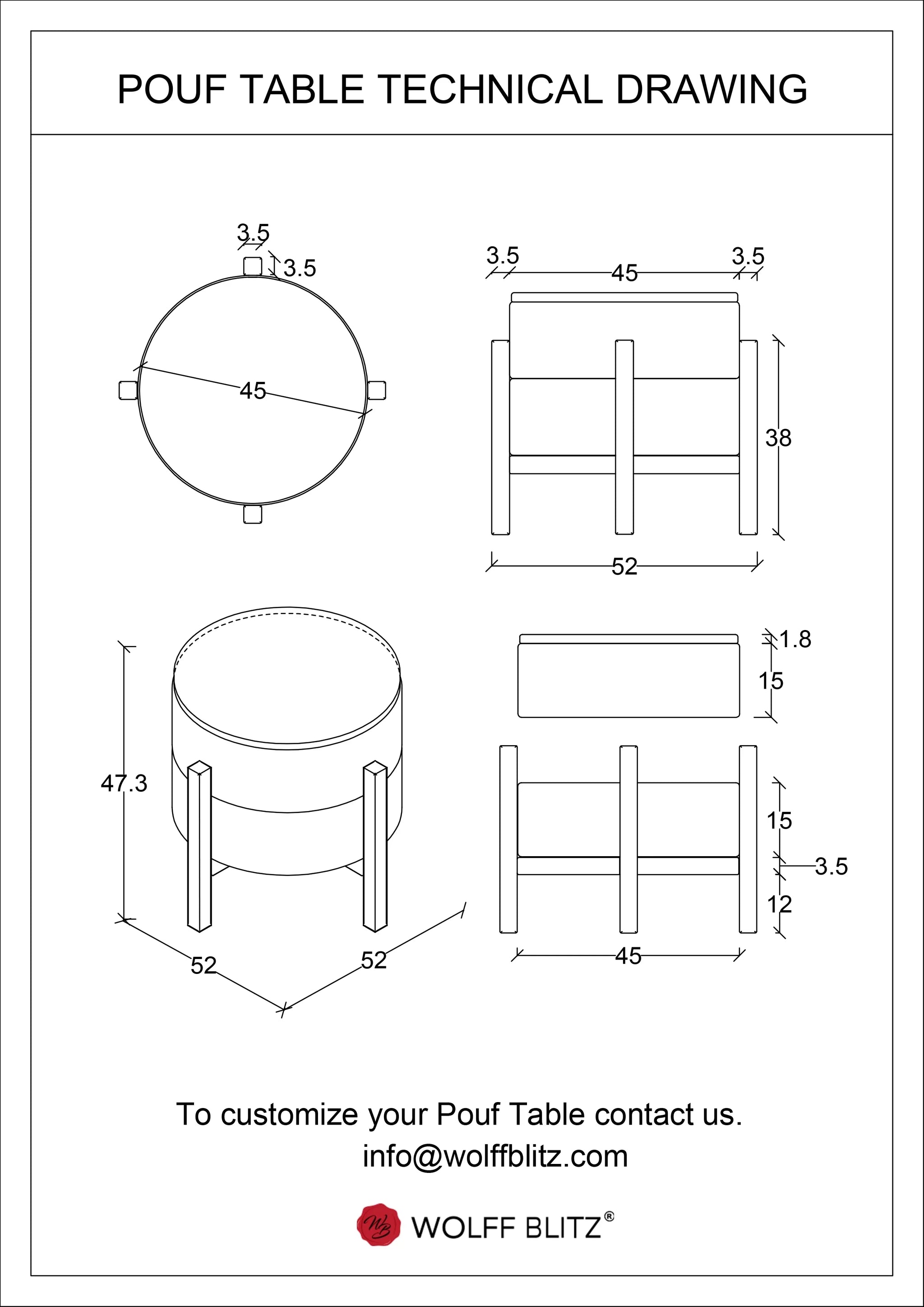 Jan Mankes Inspired Pouf Table