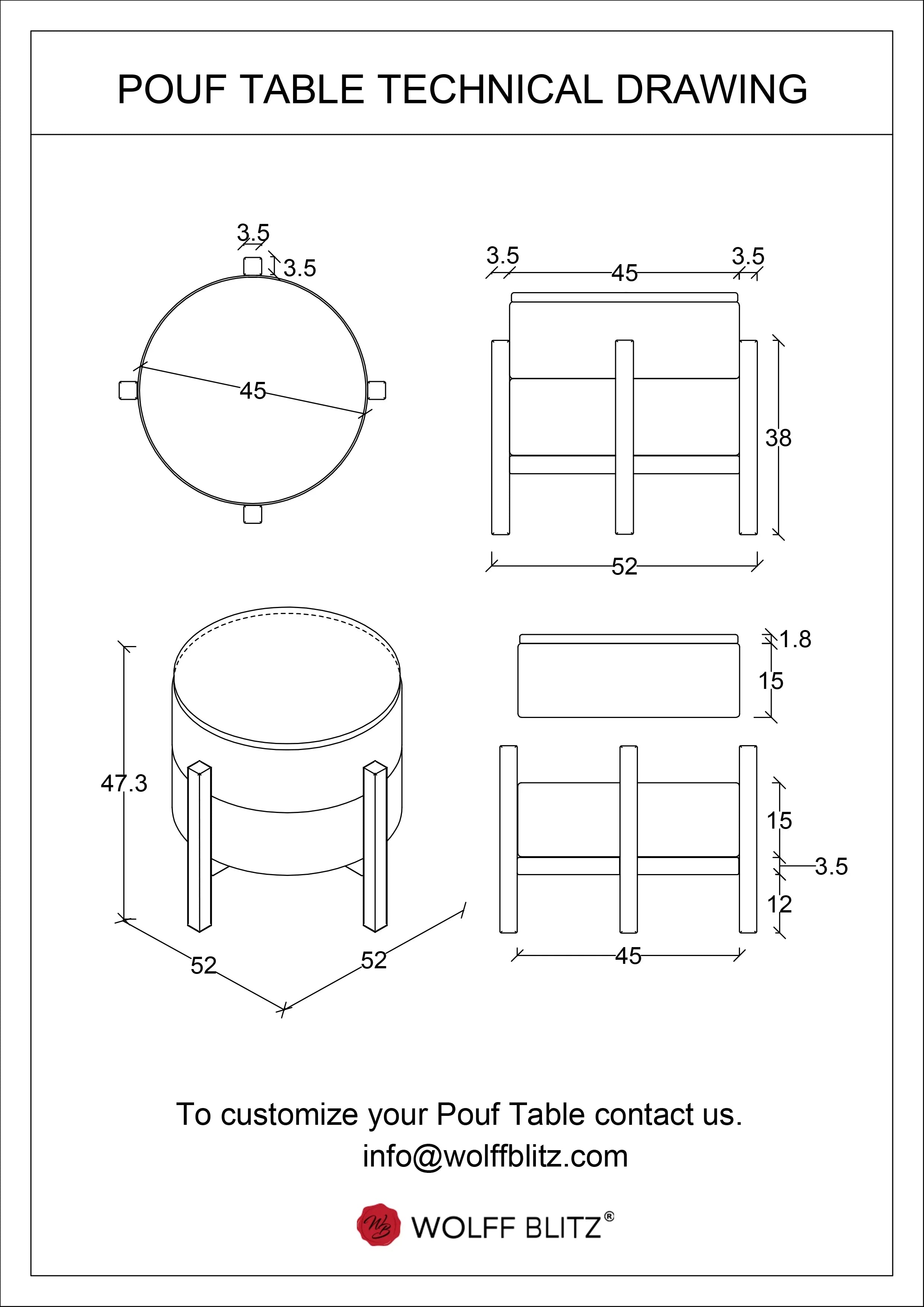 Magenta Pouf Table